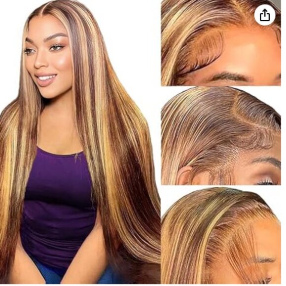 Highlight Ombre Lace Front Wig Human air 28" - Picture 1 of 2